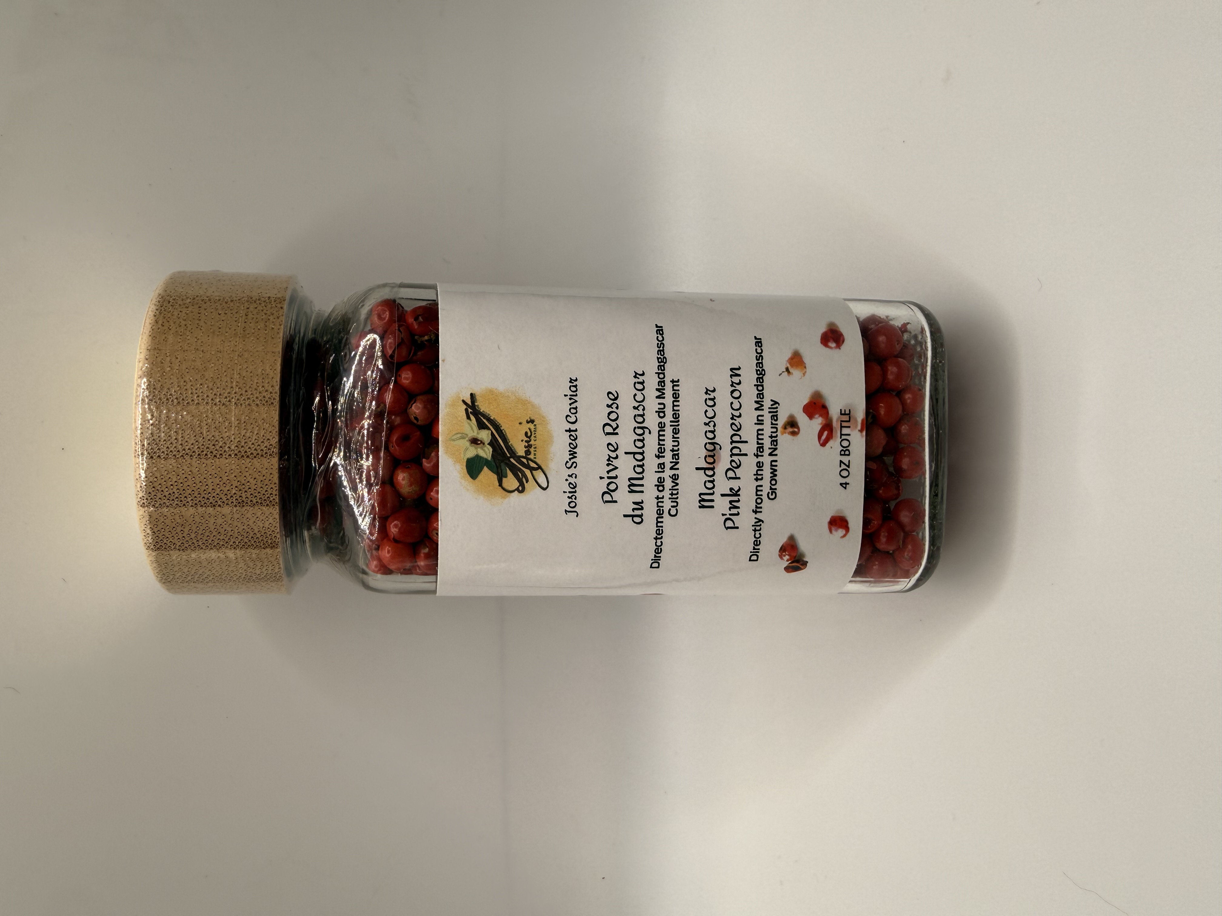 Madagascar Pink Peppercorn — 4 oz glass jar with cork lid