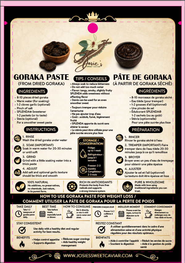 Goraka paste recipe card — how to soak, grind and use dried goraka for weight-loss support