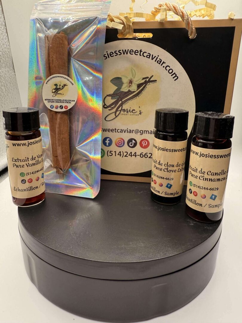 Josie's Sweet Caviar Sweet Sample Gift Bag — extracts + cinnamon sticks miniatures